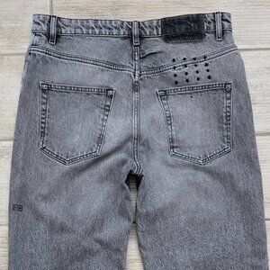 Ksubi Playback Jeans Women's Mom Button Fly Grey Wash Embroidered Accent 32
